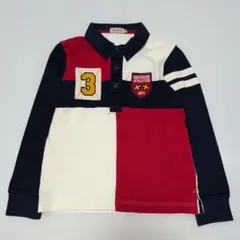 130★ミキハウス★ワッペン付き！襟付き！切り替えＴシャツ★