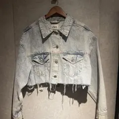 ZARA クロップドデニムジャケットライトブルー