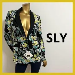 【1834】SLY 花柄 襟付きジャケット S ブラックのサムネイル
