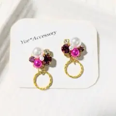 S-288　ハンドメイド☆ビジューピアス／イヤリング