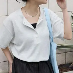 あ*ん様 新品未使用モノマートワッフル ヘンリーネック 優秀Tシャツ (吸水速乾のサムネイル