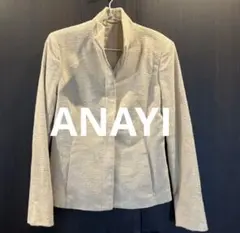 ANAYI ベージュラメ　スタンドカラージャケット　38 Mサイズ　オケージョン