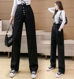 ワイドパンツ サスペンダー付き