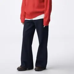 GU リラックスワイドフレアジーンズ　XXL ネイビー