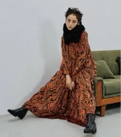 極美品】manana suerte ダマスクプリントティアード　ワンピース