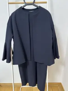 ネイビー フレアスリーブ ワンピーススーツ