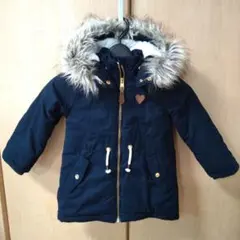ネイビー ファー付きコート110センチ H&M