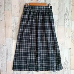 美品　ウィゴー　ロングフレアスカート　裏地なし　チェック柄　薄手