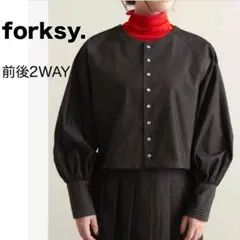 【forksy.】2way デニム ショート丈 ボリューム袖 ブラウスのサムネイル
