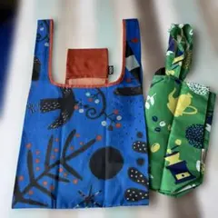【KALDI】エコバッグ いきものがたり　ブルー 中古品 おまけエコバッグ付き