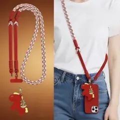 新品 スマホショルダーストラップ 赤と白