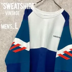 レア《アディダス》トレフォイルロゴ刺繍スウェットトレーナー/メンズL