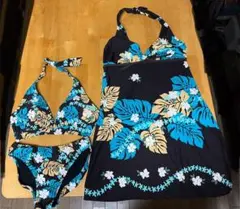 ハワイアンプリント ビキニとカバーアップ3点セット