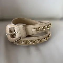 CHANEL シャネル　ベルト レザー チェーン ベージュ　ヴィンテージのサムネイル
