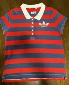 【ポロシャツ】adidas 半袖ポロシャツ レッド ネイビーのサムネイル