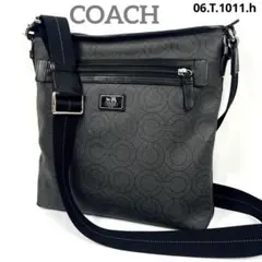 良品 COACH オプアート レザー ショルダーバッグ 70248 ビジネス
