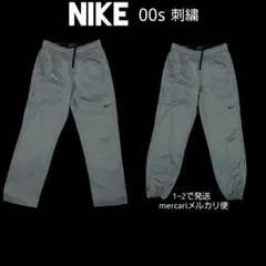 00s NIKE 刺繍 裏起毛 テック グレー ワイド スウェットパンツ