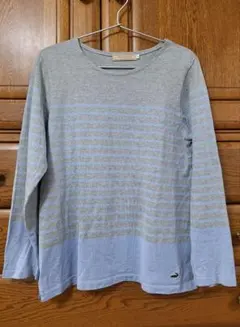 CROCODILE ストライプ 長袖Tシャツ グレー/ブルー
