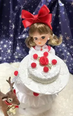 ハンドメイドリカちゃんお洋服　クリスマスケーキ