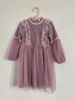 ラベンダー フリルレース ワンピース　110