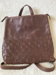 希少 ズッケロ リュック がま口 編み込み イントレ レザー 茶色 美品 希少 ズッケロ リュック がま口 編み込み イントレ レザー 茶