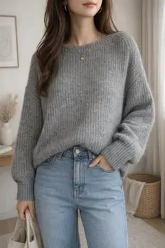 URBAN RESEARCH DOORS ニット グレー M 毛100% 美品