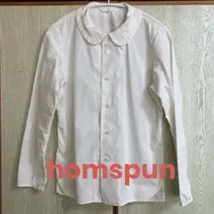 homspun ホームスパン ブロード フラットカラー ブラウス 丸襟 変形