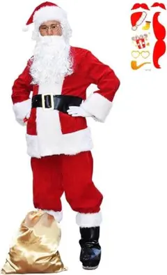 サンタクロース コスプレ衣装 クリスマス メンズ Mサイズ 11点セット