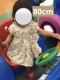 ベビートップス2枚セット　チュニック ワンピース　80cm チェック 花柄