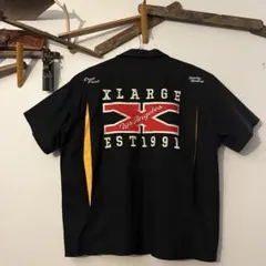 【❗️超希少XL美品❗️】XLARGE ロゴ刺繍 ワークシャツ ブラック×イエロー