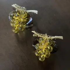 鼈甲ブローチ　ぶどう2つセット　昭和レトロ