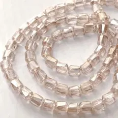 ご*送様 bk741/SALE！ガラスビーズ◇多面カット　円柱形　クリアピンク