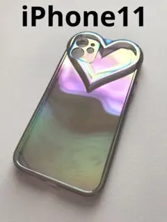 iPhone11ブラックオーロラクリアハートアイフォンケース新品送料込み