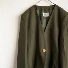 SOGGETTO ノーカラージャケット Ｖネック 金ボタン 毛100% シンプル