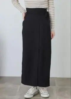 新品タグ付き SENSE OF PLACE ラップ風ロングスカート 黒 M