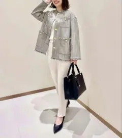 プラステ　ツイードジャケット　ホワイト　ブラック　　　セレモニー