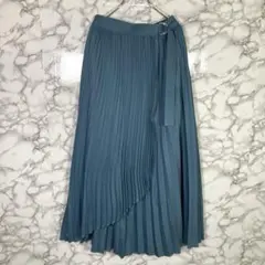 PAGEBOY　（F）　ラップ風プリーツロングスカート　ブルーグリーン