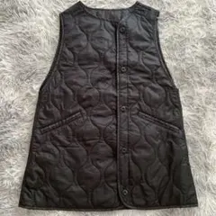 【美品✨】ブラック キルティング中綿入りベスト M ビッグシルエット ロング丈