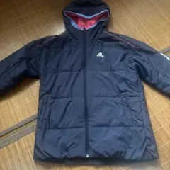 adidas 中綿ジャケット ネイビー フード付き