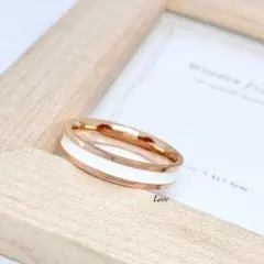 ローズゴールド ステンレスリング ステンレス指輪 ピンキーリング ホワイト