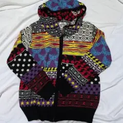 スカラー幾何学模様フードニットパーカーMサイズ