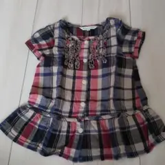 美品 3can4on ワンピース 90cm チェック サンカンシオン