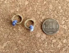 ゴールドメッキ フープピアス 青い石