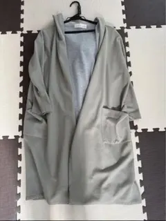 まみむめも様専用】ロングカーディガン フード付 カーキ混のグレー系 36サイズ