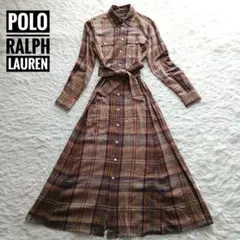 【POLO RALPH LAUREN】Aライン　ベルト付チェックシャツワンピース