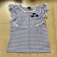 BeBe ストライプ フリル袖 Tシャツ