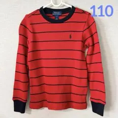 新作◇ラルフローレン ワッフルロングスリーブTシャツ4T/110 レッド