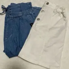 150cm ハイウエストワイドパンツ&グローバルワークミニスカートセット女の子