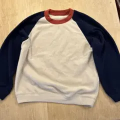 長袖カットソー フリース素材 クリーム/ネイビー