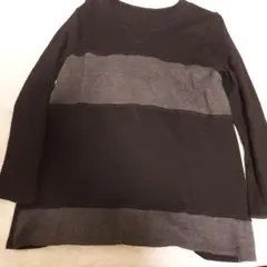 長袖Tシャツ 黒とグレー ストライプ Lサイズ